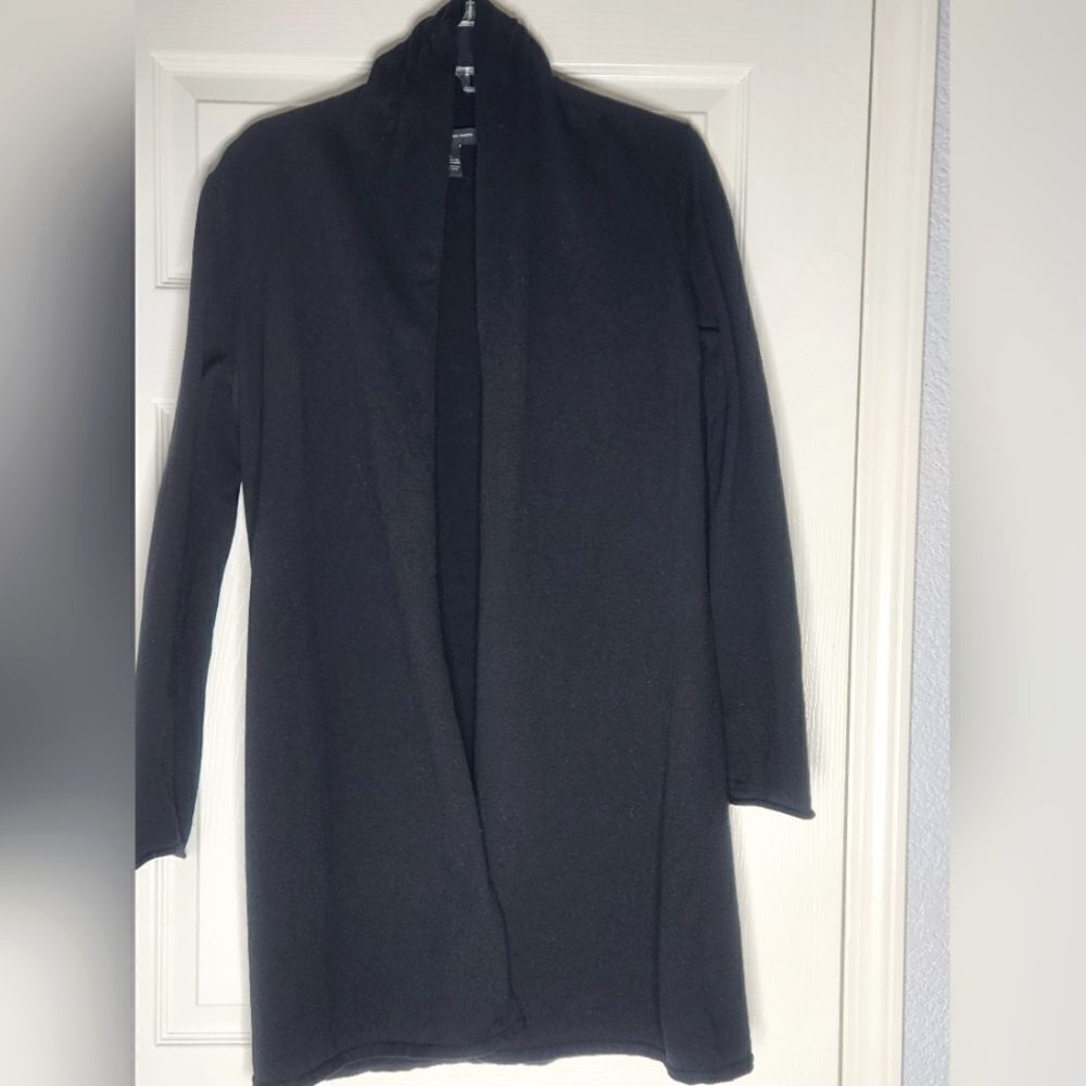 INC International Concepts PL Black CASHMEREBlendLngslvKnit Women OpenedCardigan - Picture 2 of 8